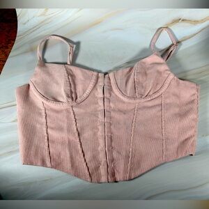 Pink Corset-Type Tank Top with Back Zipper